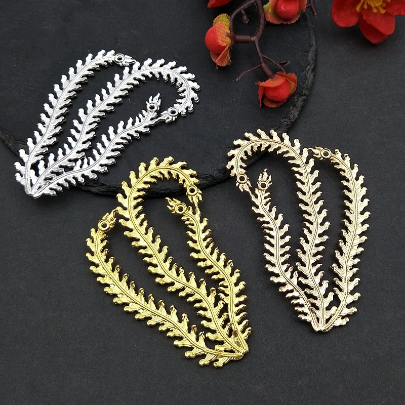 古代の羽の装飾ヘアスティックアクセサリー-10-個ゴールドメッキ金属ジュエリー装飾装飾