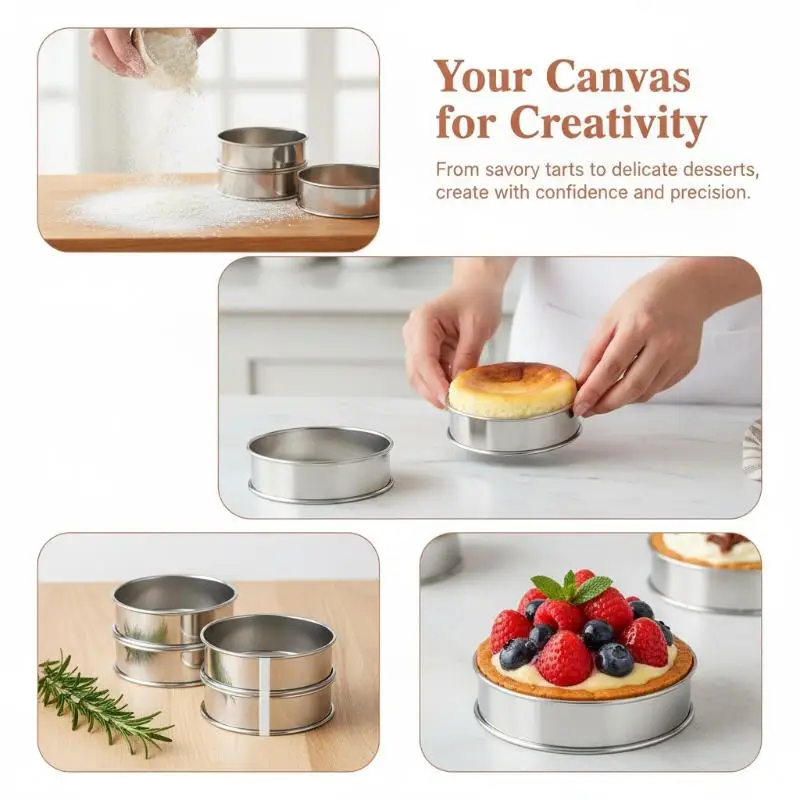 6PCS Crumpet Baking Rings Rust Proof Food Grade Stainless Steel Nonstick Reusable Molds for Daily Baking Needs