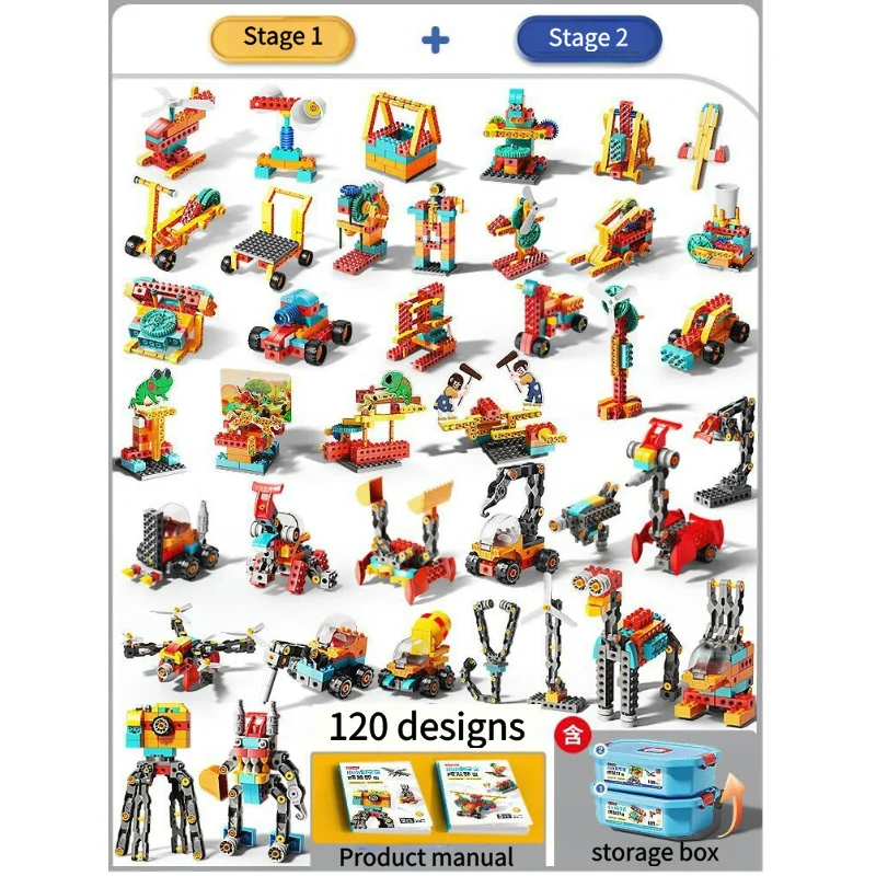 120 Kinds of Large-Particle Mechanical Robot Building Blocks, STEM Educational Toys for Kids, Compatible with Lego Birthday Gift