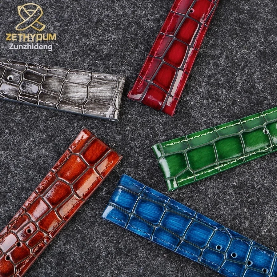 crocodile texture Calfskin Leather Watch Strap18mm 20mm 22mm Watchband For Men's Watch Accessories Solid Buckle Blue Green brown
