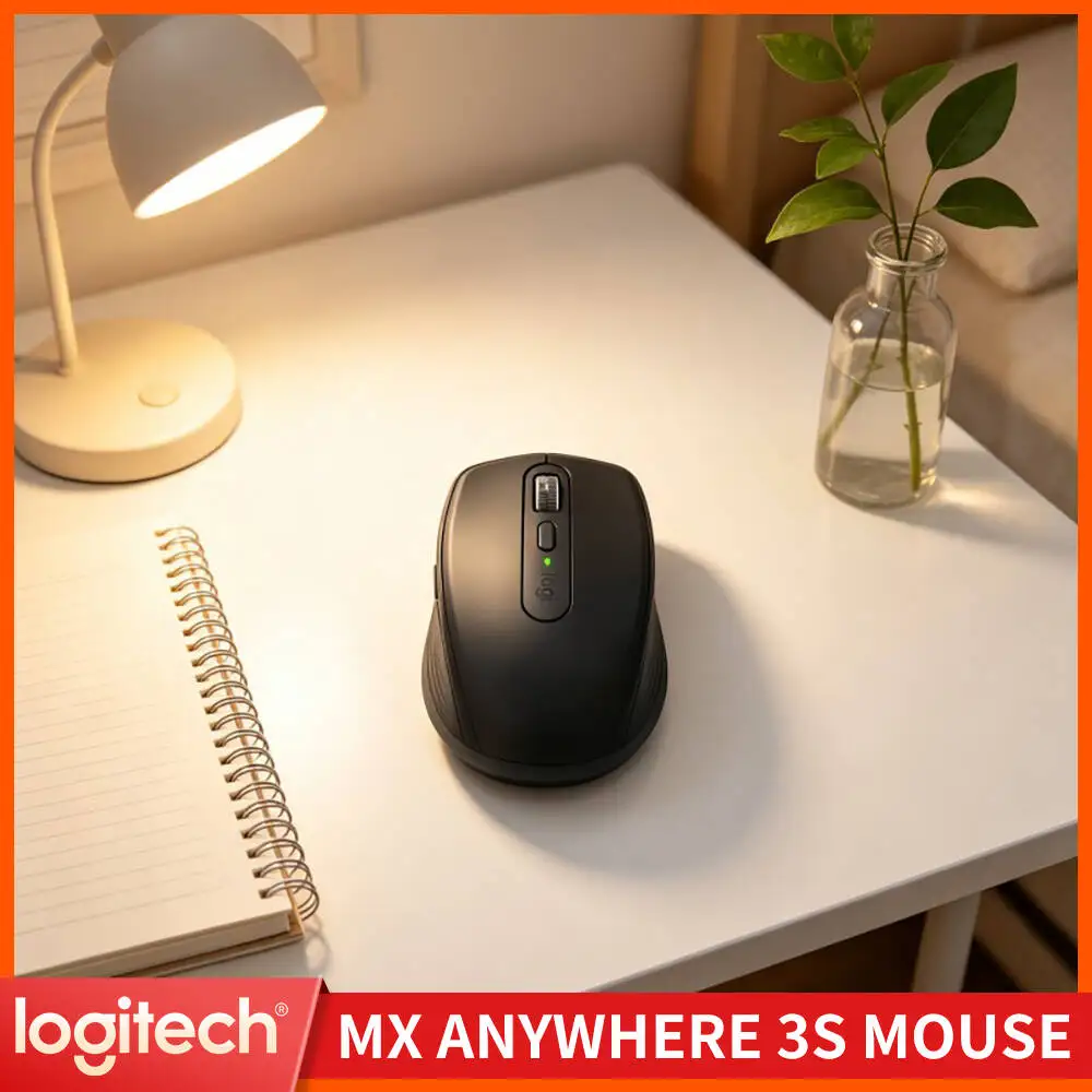 Ergonomic MX Anywhere 3S - 8K DPI, Hyper-Scroll, Anti-Slip, Ideal for Stationery Online Course & E-learning Desk Work