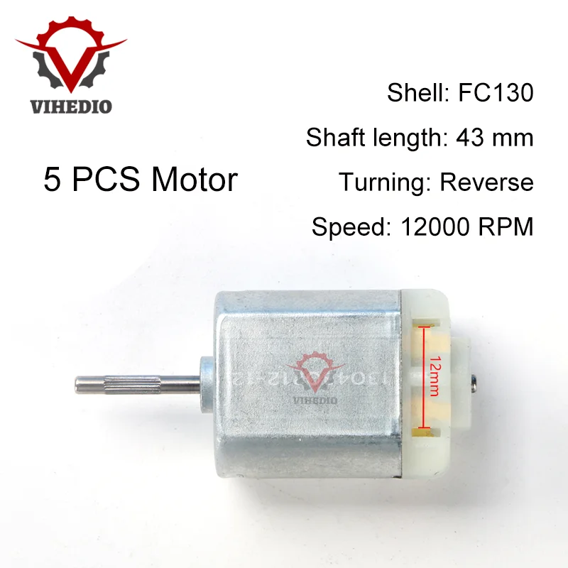 

5 PCS OEM Motor FC130 DC 12000 RPM 43mm DIY Engine For Car Replacement Power Accesseries Reverse Toy High Quality