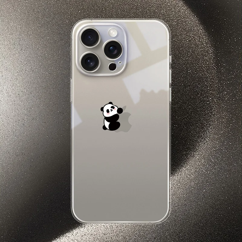 面白い漫画パンダ柄クリアスマホケース iPhone 16 15 14 11 12 13 Pro Max Mini 7 8 Plus XS X SE 16E対応 透明カバー