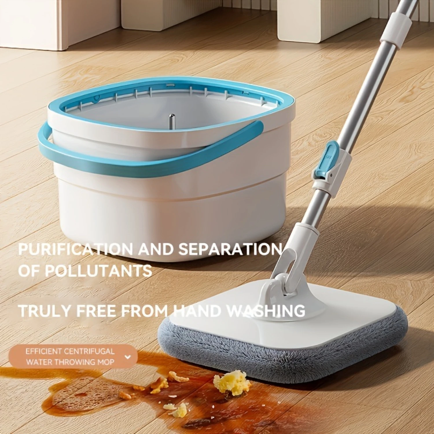 Effortless Reusable Microfiber Mop Pads Set with Metal & Plastic Construction - Ideal for Floor Cleaning System - Features 2 Cha