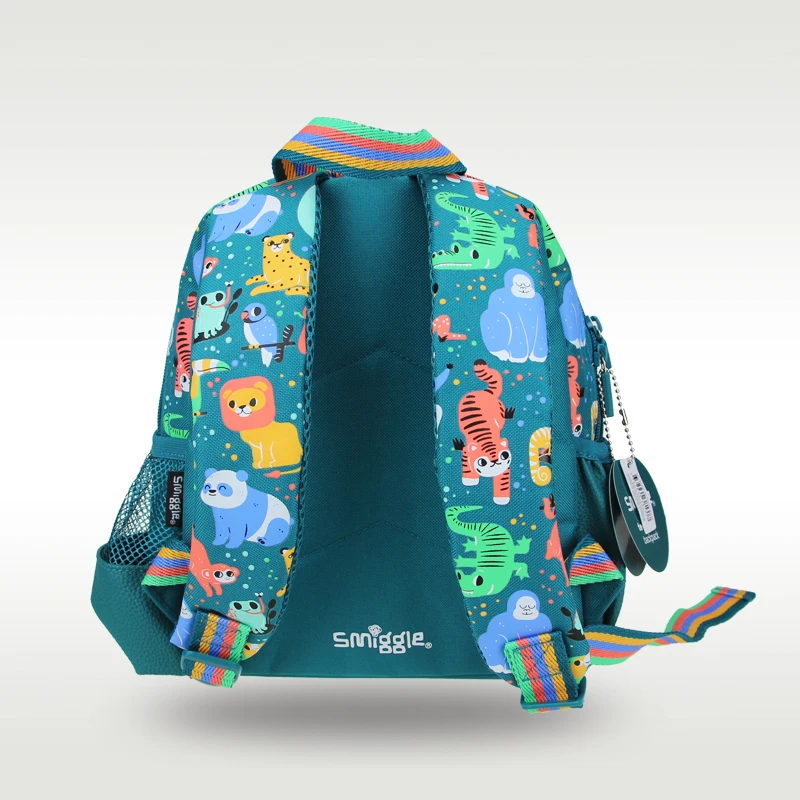 Australia smiggle original children's schoolbag boys backpack Deep Green Animal World cool kawaii 11 inch 1-3 years old