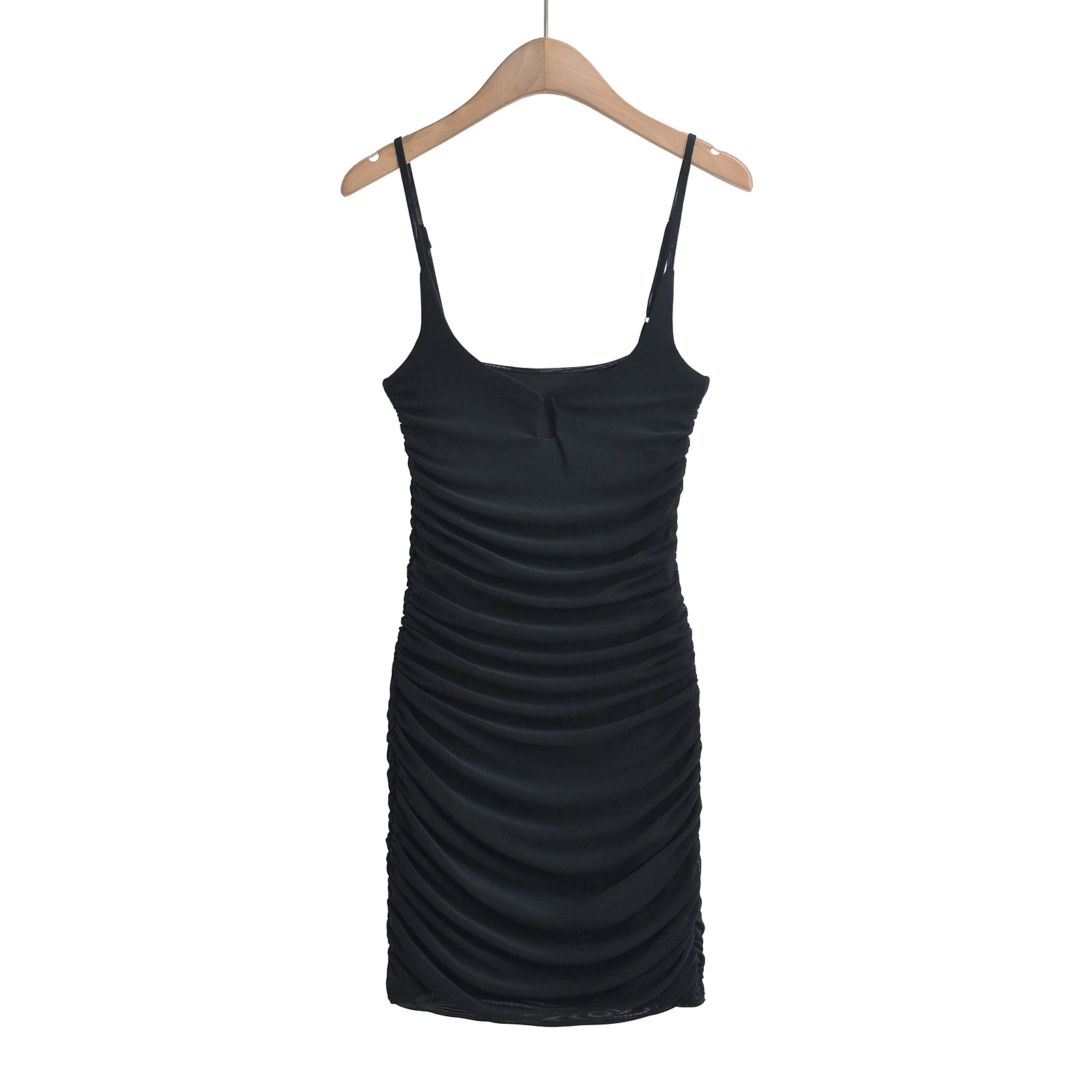 Mini vestidos de fiesta de noche para mujer, ropa de verano, vestido de malla rosa, ceñido al cuerpo, Sexy, camisola de noche con fecha, fruncido, negro, 2024