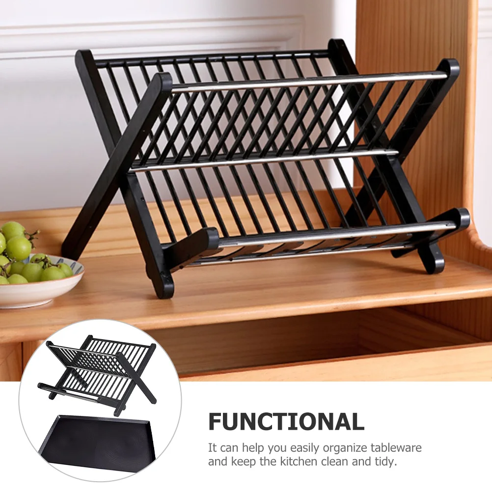 

1Set Kitchen Dish Drain Rack Stable Material Tableware Organizer Compact Folding Design for Countertop