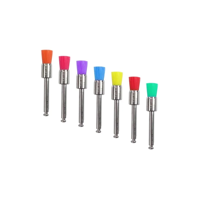 Escova de polimento de cartucho de cabeça plana colorida para limpeza de dentes escova de polimento para materiais orais dentários 100 peças por caixa ﻿