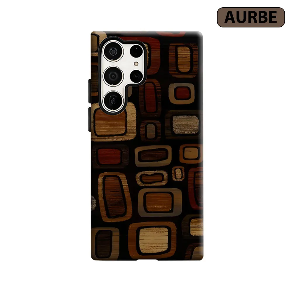 Aurbe Phone Case For Samsung Galaxy S26 S25 S24 S23 Ultra Plus HD Hard Retro Squares Double Layer Film Cover