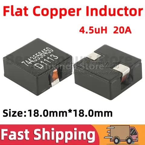 2pcs 7443556450 SMD Power Inductor Inductance Flat Copper 4.5uH 20A High Current Coils Filter NEW SMT 18*18mm
