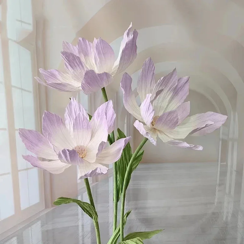 3Pcs Giant Artificial Lotus Handmade Paper Flower Wedding Road Guide Flower Stand Home Party Backdrop Decor Stage Window Layout