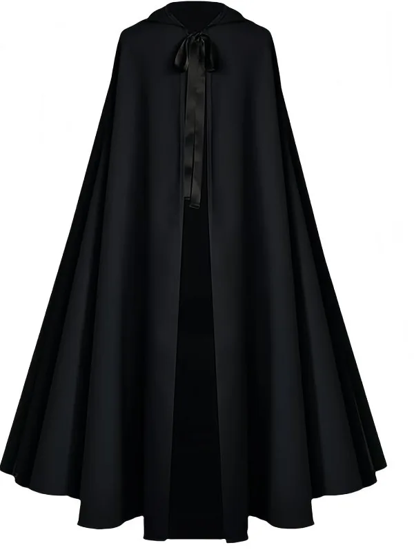 

Medieval Hooded Cloak Black Halloween Cosplay Stage Performance Unisex Outerwear Shawl Hooded Coat for Men And Women