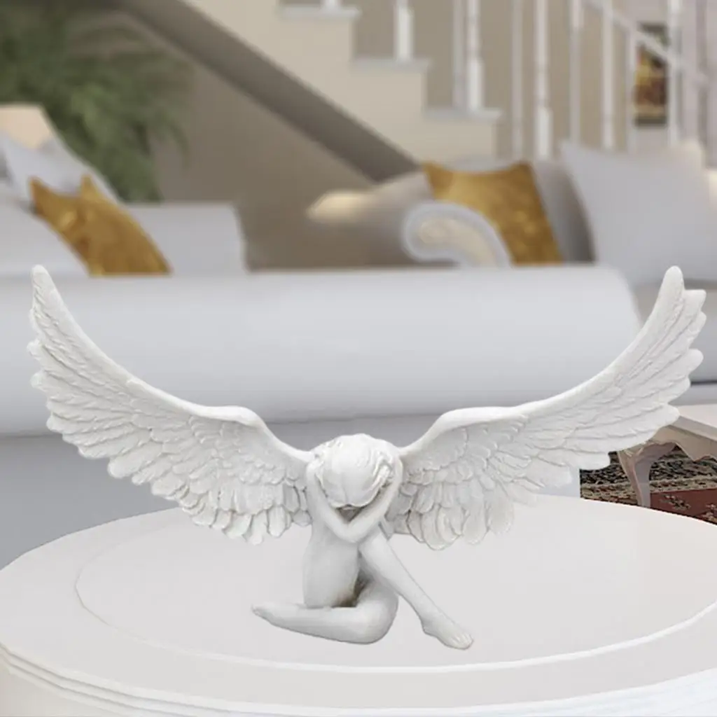 Retro Engel-Statue aus Kunstharz, 3D-Skulptur, Umarmungsfigur, Vintage Schreibtisch-Dekoration, Einzigartiges Kreatives Kunstwerk, Handwerksgeschenk