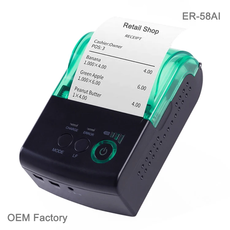 Exclusive design BT wireless Blue Tooth thermal receipt printer for retail shop/restaurant/bar bill printing