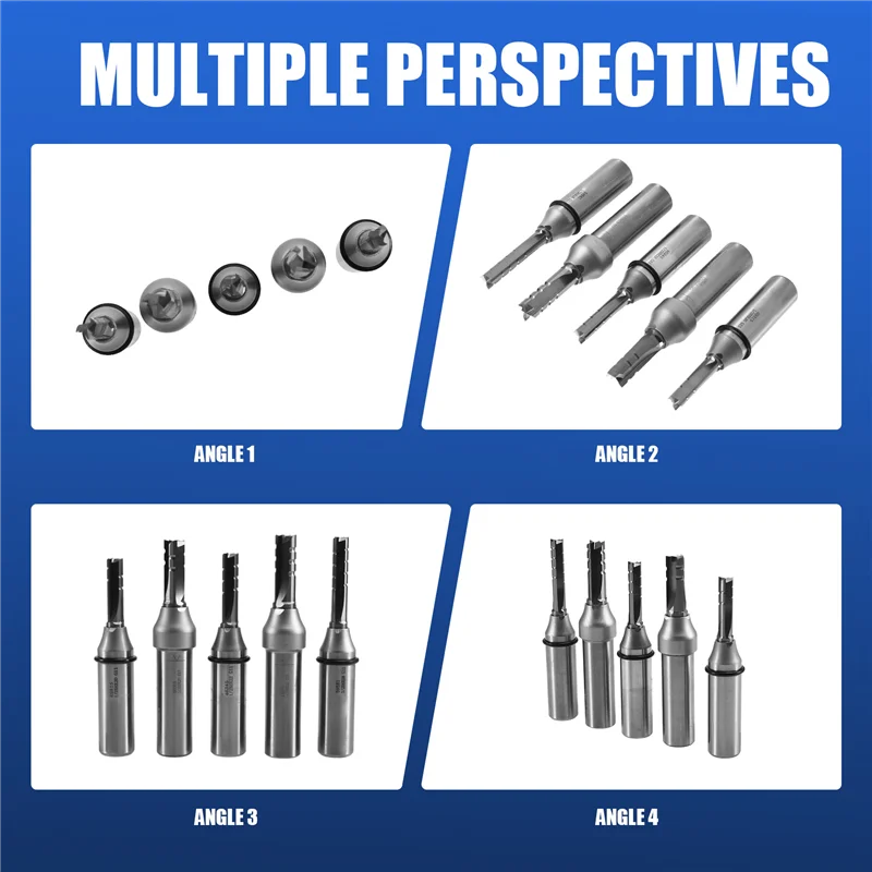 

AONEQ-5PCS 1/2 Shank 3 Flutes With Teeth Cutting Straight Router Bit TCT Cutters Woodworking CNC Milling Cutter For Wood