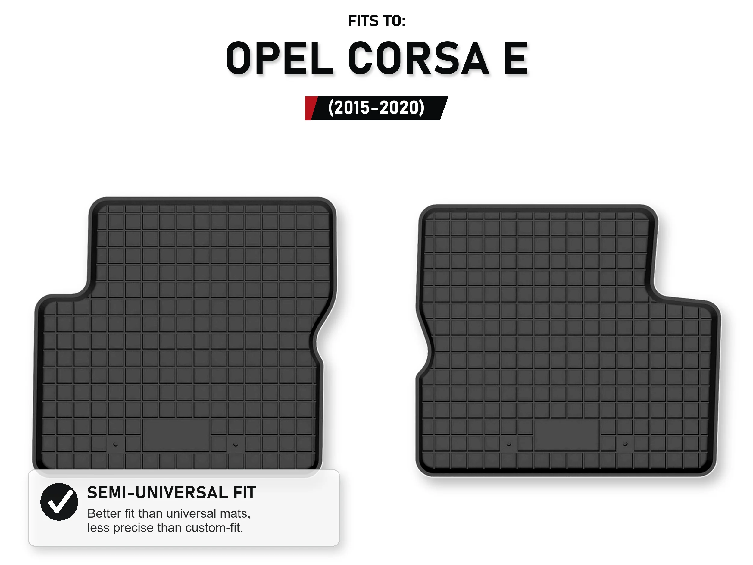 Rubberen bakmatten achteraan voor: Opel Corsa E 2015-2020, 2 stuks