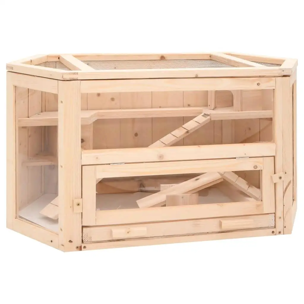 Solid Wood Fir Hamster Cage 80x40x43 cm | Durable & Spacious Small Animal Habitat