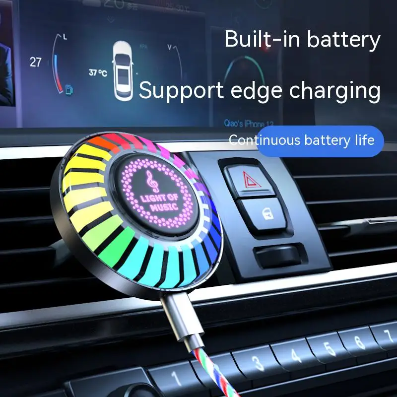 Car Air Freshener with LED Aroma Decorate Atmosphere Fragrance Accessorie RGB Strip Sound Control Voice Rhythm Light APP Control