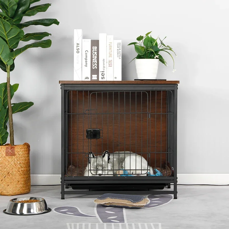 Italian Modern Luxury Pet Cage Small and Medium-Size Dog Kennel Indoor Wood and Metal Dog Villa Light Luxury Dog Home