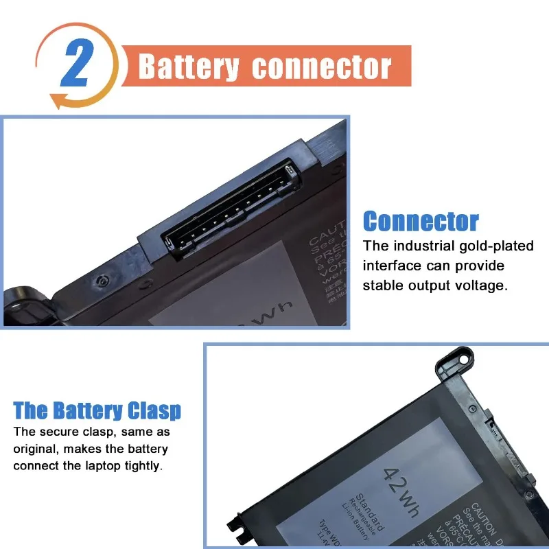 WDXOR WDX0R Laptop Battery for Dell Inspiron 13 15 5000 7000 5570 7579 7378  5565 5567 5378 5379 Latitude 3340 3400 3500 3190 view 3