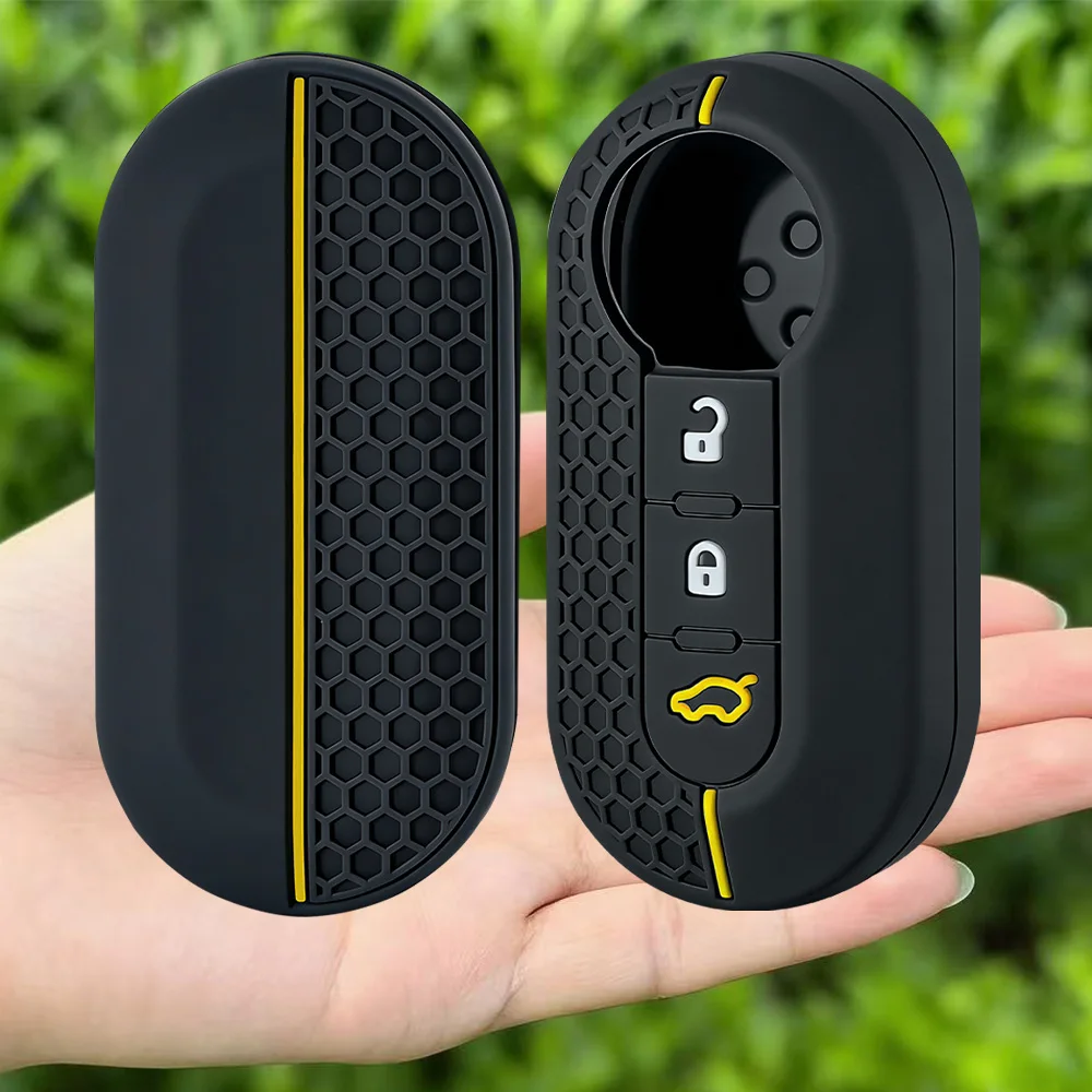 3 Buttons Silicone Car Remote Key Case Cover Shell Holder For Fiat Abarth 500 595 124 Spider Ducato Panda Tipo Bravo Accessories view 3