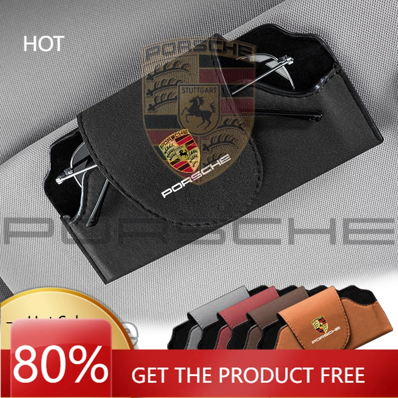 

Наклейка на автомобиль Porsche, замшевый чехол для очков, коробка для хранения очков, клипса для Porsche Cayenne Panamera Macan 911 718 Taycan Boxster C