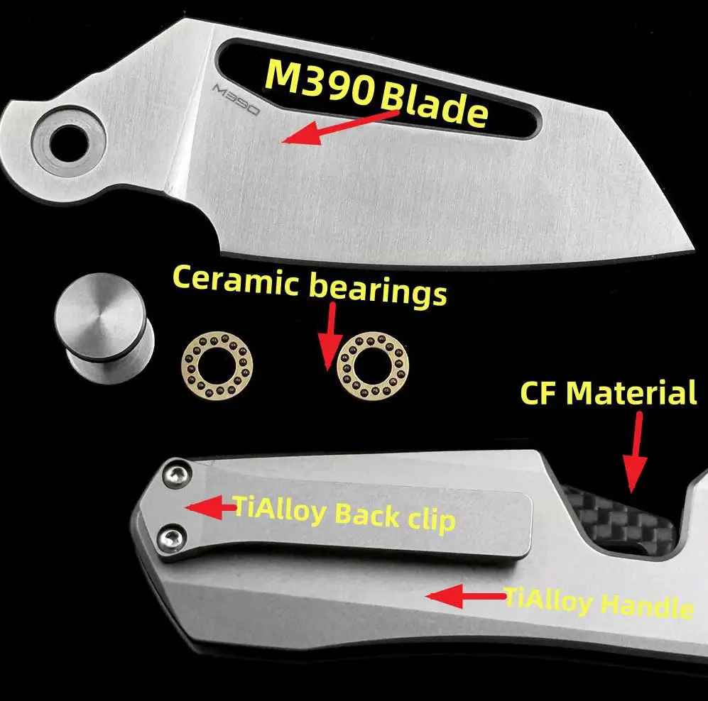 OK-WT B4 Magnet Inside TC4 handle %M390 blade Ceramic Bearings EDC Knife Outdoor Camping Hunting Pocket EDC Knife