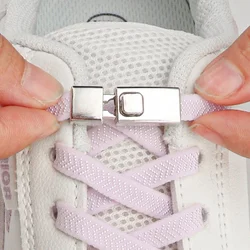 Cordones elásticos para zapatillas de deporte para niños y adultos, cordones planos sin cordones, cierre de presión, accesorios para zapatos, 1 par