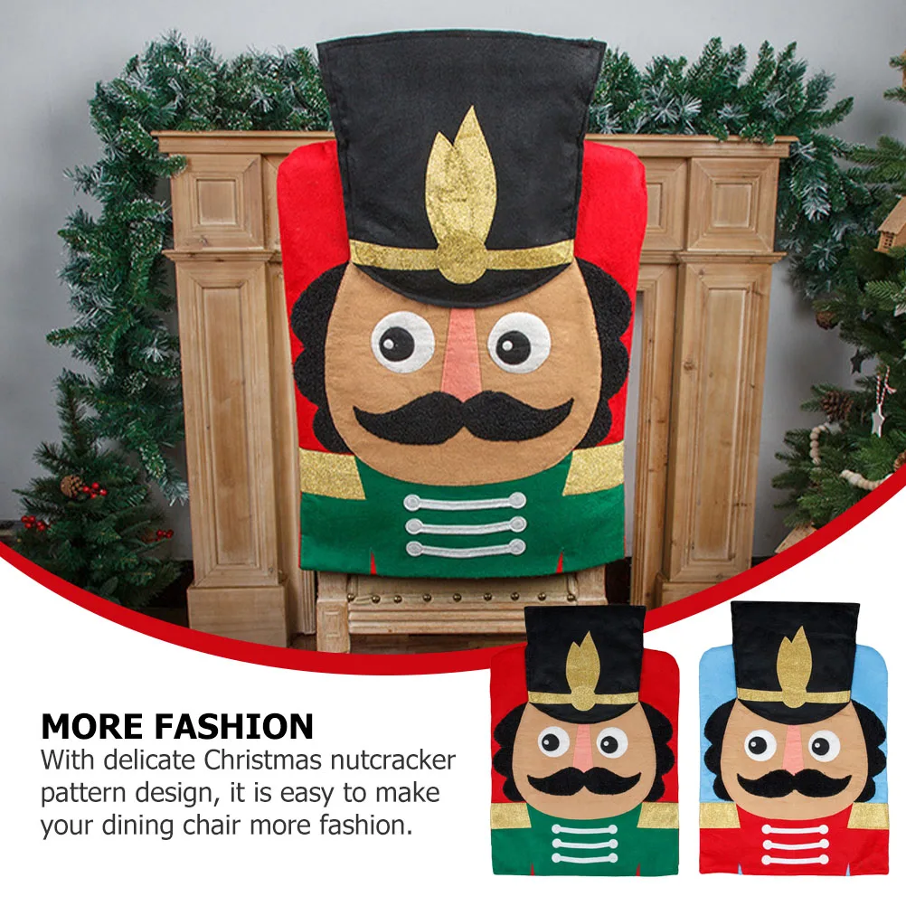 

2 Pcs Christmas Dining Chair Covers Nutcracker Seat Home Accessories Chairs for
