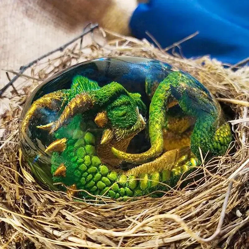 Crystal Transparent Resin Statue Dragon Egg  Dinosaur  Souvenir  Craft Luminous Handmade  s Home Decor Gift
