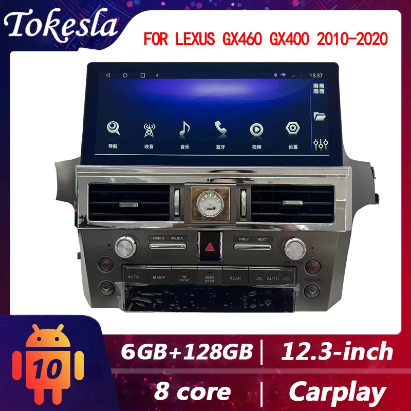 Tokesla For Lexus GX460 GX400 Android Auto Car Radio Multimedia Dvd Player Tesla Touch Screen Stereo Receiver 2 Din Carplay MP4