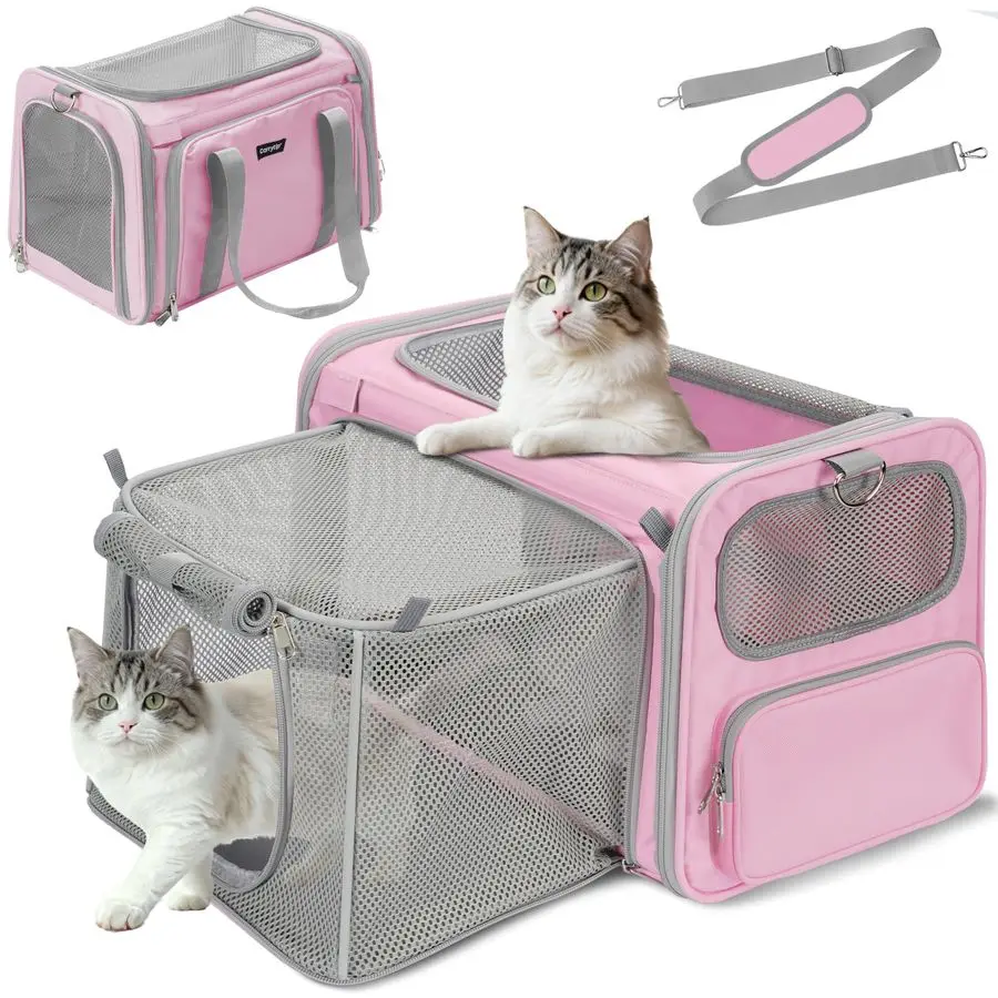 

Cat Carrier, Airline Approved Soft Sided Pet Carrier for Cats amp Small Dogs Up to 15 lbs, with Locking Safety Zippers amp Cozy