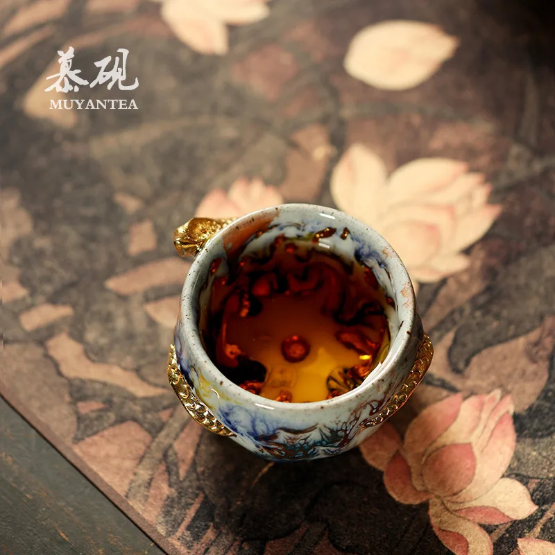 Mu Yan Handmade Firewood Fired Shino Master Year Lucky Charm Creative Gift Zodiac Snake Tea Bowl Tasting Cup
