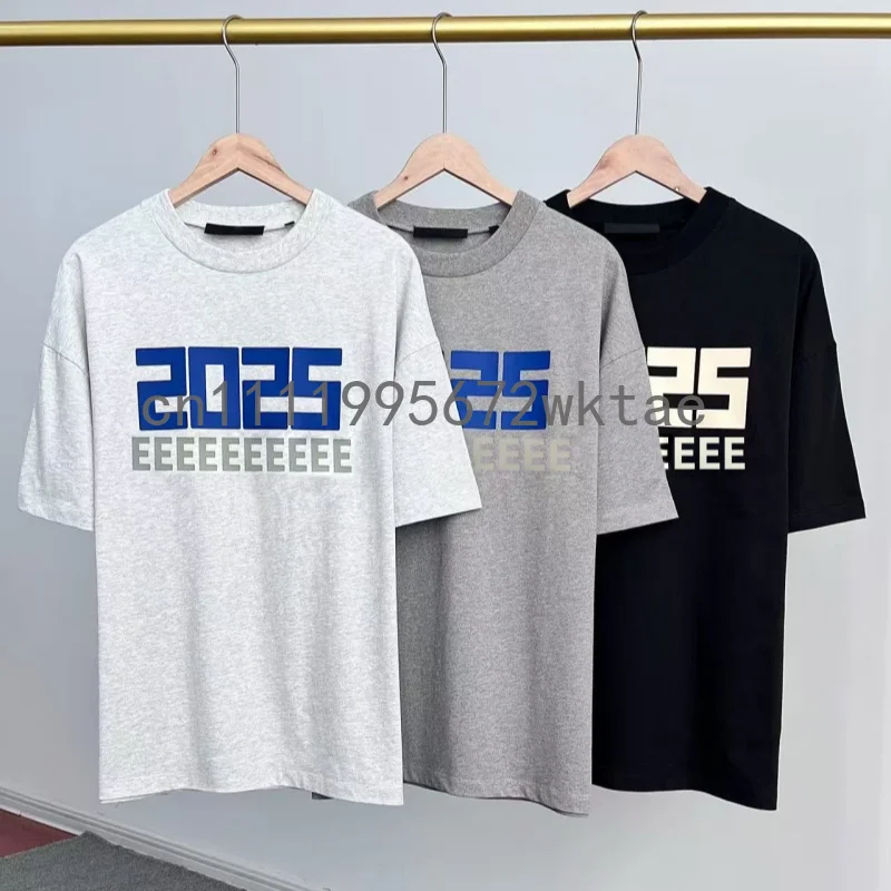 2025 Classic Men's Short Sleeve Set Luxury Design Silicone Letter Round Neck T-shirt High Street Couple Loose Cotton Shorts Suit view 2