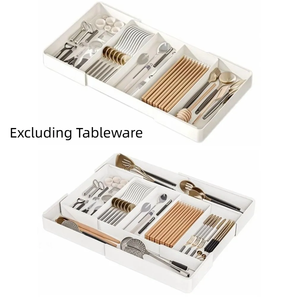 Scalable Retractable Drawer Storage Box Movable Partition Compartment Kitchen Drawer Organizer Large Capacity Plastic