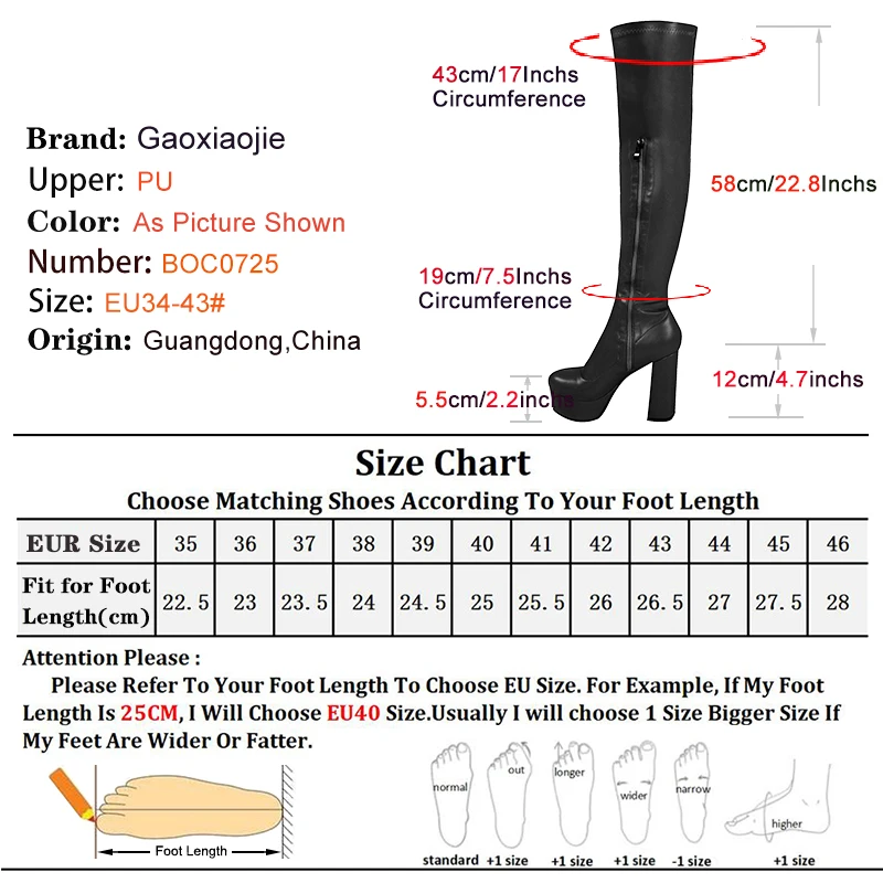 Sexy Thigh Boots Women Chunky Thick Heeled Elastic Over-the-knee Shoes Trendy Lady Leather Long Boots Black Platform High Heels