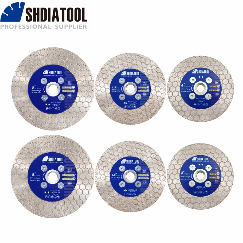 

SHDIATOOL 1Pc Diamond Cutting Disc with Flange 105/115/125mm Hexagon Double Side Saw Blade Marble Porcelain Tile Cutter Plate