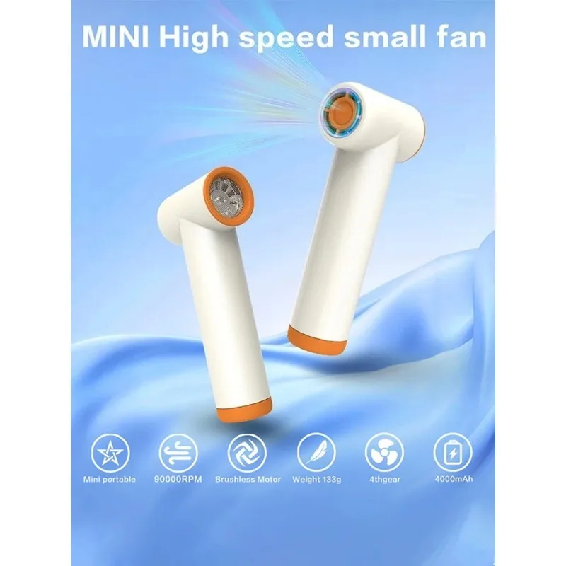 

Ручной портативный турбовентилятор, сверхвысокоскоростной вентилятор, 4-скоростной 4000 мАч, перезаряжаемый через USB-C для личного использования