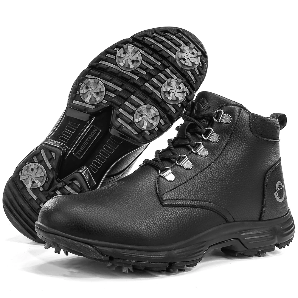 High-top Spiked Men Golf Shoes Waterproof Microfiber Anti-collision Toe Outdoor Competition Sports Sneakers size 39-49