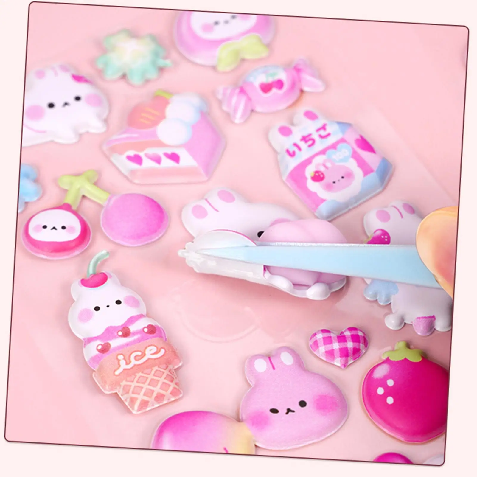 ملصقات ناعمة ثلاثية الأبعاد على شكل حيوانات قابلة لإعادة الاستخدام، ملصقات شخصية على شكل حيوانات أرنب الدب لحافظة الهاتف، مخطط سجل القصاصات