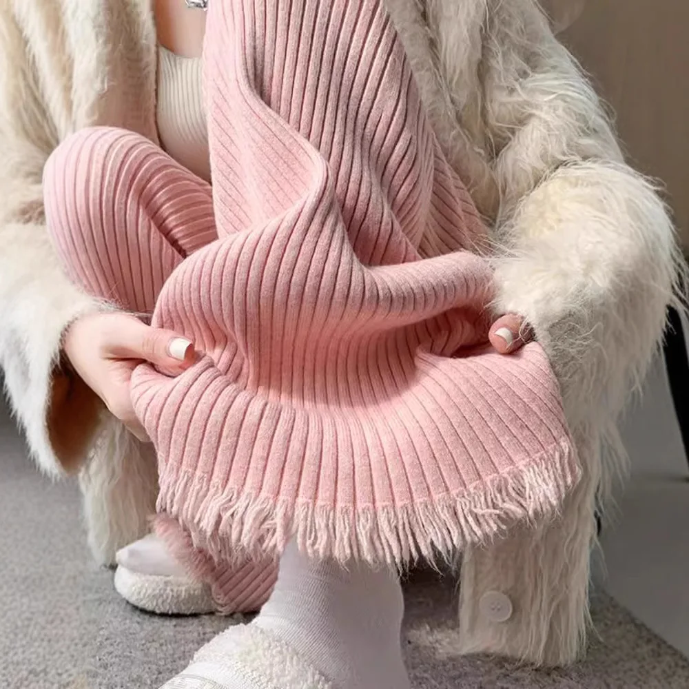 

Широкие брюки, вязаные корейские женские осенние брюки в консервативном стиле, легкий уход, мешковатые брюки для классной комнаты, профессиональный вельветовый ПР против морщин