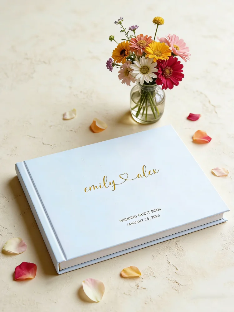 

Элегантная свадебная книга для гостей с золотым тиснением, индивидуальная, с бархатным матовым покрытием и шрифтом в форме сердца, книга для подписей, свадебный сувенир