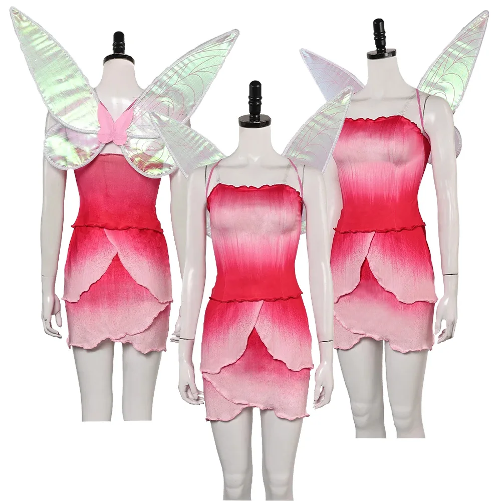 Rosetta Cosplay Pink Skirt Top Wings Cartoon Movie Tinker Cosplay Bell Roleplay Costume Outfits Halloween Carnival Party Suit