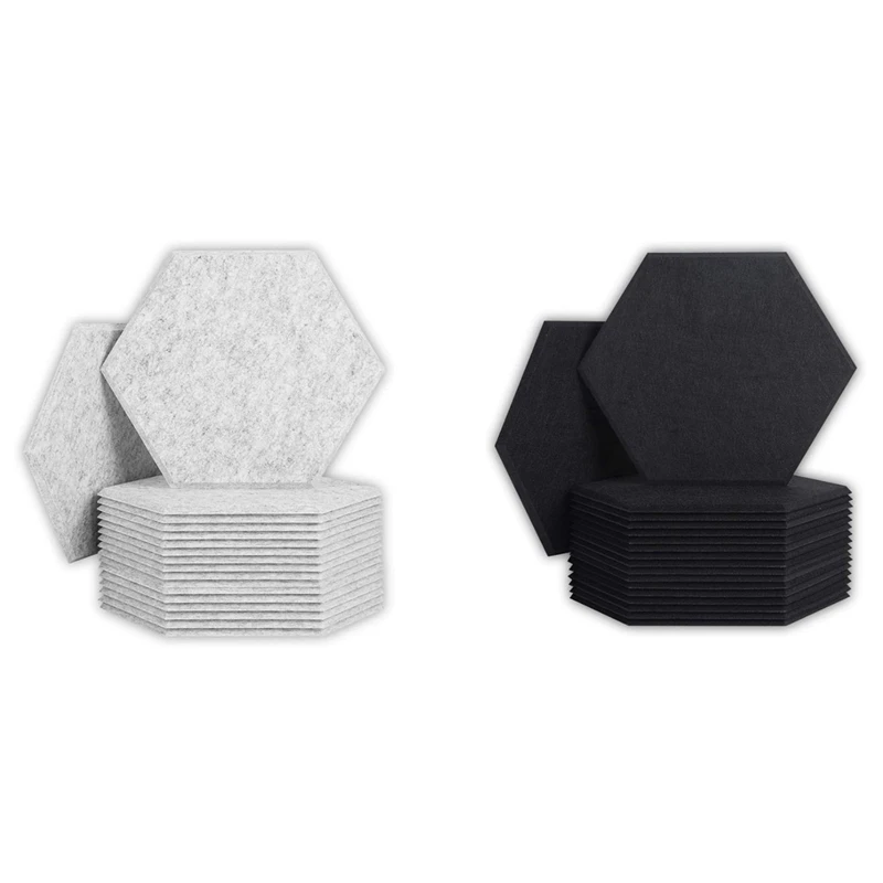 

36 Pack Acoustic Panels Sound Proof Padding,Hexagon Sound Dampening Panels,For Wall Decor,Black & Silver Gray