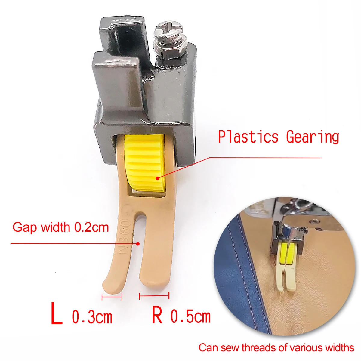 New flat car with wide seam T360 PTFE zipper presser foot 0.3 left narrow right wide roller presser foot