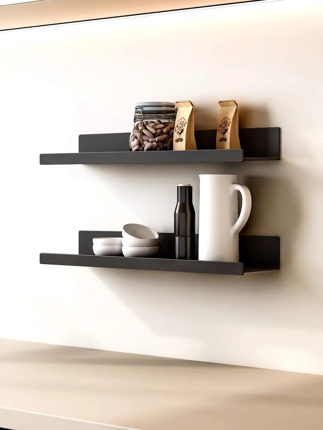 Household Use Kitchen Wall mounted Type Multi Functional Storage Rack Simplicity Space Condiment Water Cup Item Placement Rack