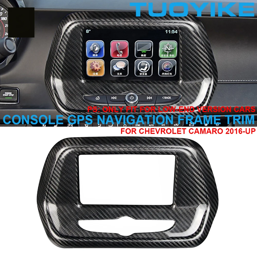 Car Styling Real Dry Carbon Fiber Central Console GPS Navigation Screen Trim Cover Panel Frame For Chevrolet Camaro 2016-2023