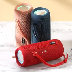 TG227 Portable Bluetooth Speaker With LED Color Light Wireless Bass Subwoofer Outdoor Waterproof Column Boombox Stereo Music FM