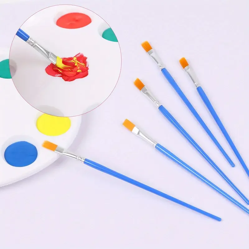 100pcs Paint Brushes Set for Kids Acrylic with Flat Round Pointed Paint Brushes Craft Watercolor Oil Painting Brushes