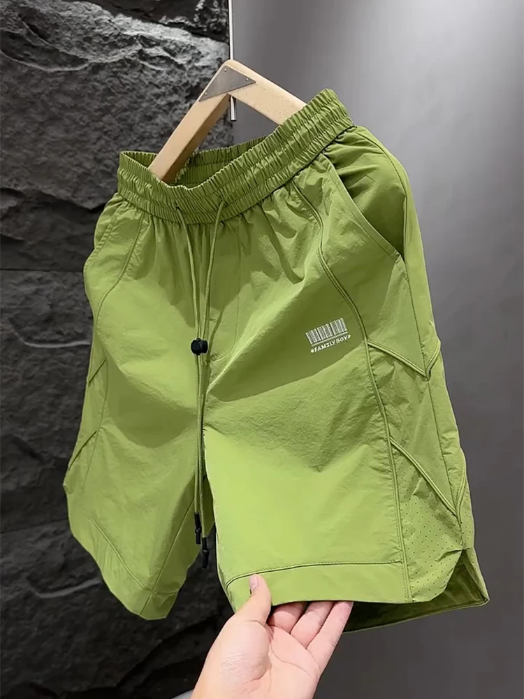 

Men's Qui Dry Casual orts Summer Faion Brand Thin Loose Five-Point Beach Pants Cotton Low Waist Straight Leg orts